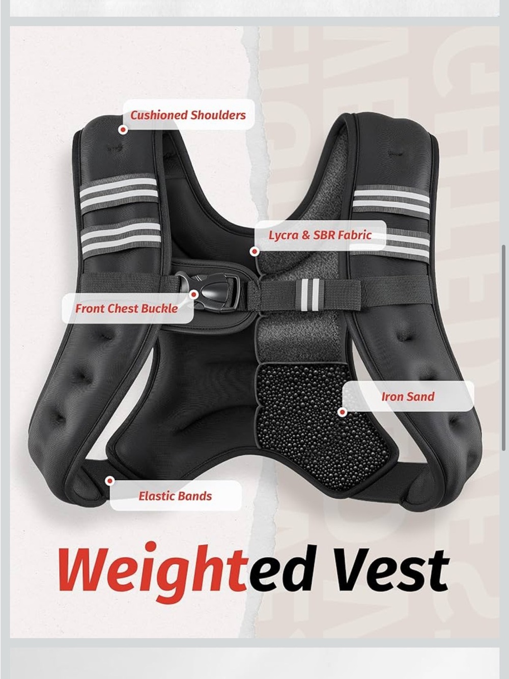 Zelus Black Weighted Vest - Adjustable Fitness Vest 12pounds - Picture 3 of 12